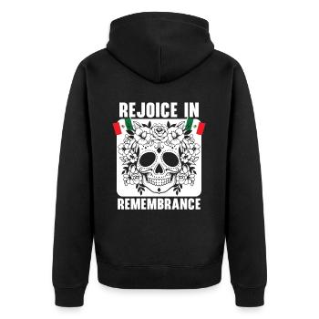 Réjouissez-vous en souvenir Dia de Muertos - Veste à capuche bio Premium Unisexe - noir - Dos - Nico (187cm)