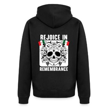 Réjouissez-vous en souvenir Dia de Muertos - Veste à capuche bio Premium Unisexe - noir - Dos - Nico (187cm)