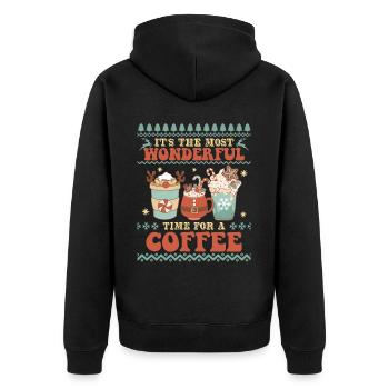 C’est l’heure d’un café - Noël moche pour les fêtes du Père Noël - Veste à capuche bio Premium Unisexe - noir - Dos - Nico (187cm)