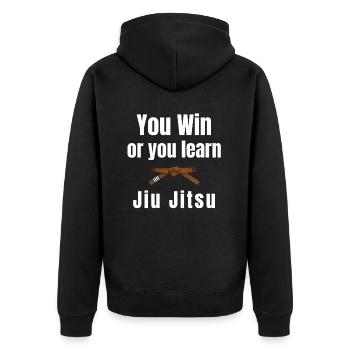 Vous gagnez ou vous apprenez le Jiujitsu, le Judo, - Veste à capuche bio Premium Unisexe - noir - Dos - Nico (187cm)
