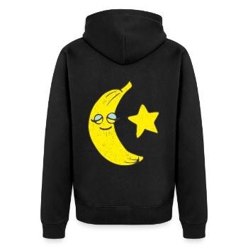 Banane Schlafshirt Kuschelshirt Früchte Vegetarier - Unisex Premium Bio Zip Hoodie - Schwarz - Hinten - Nico (187cm)