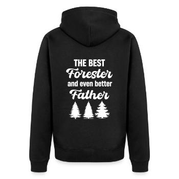 Der Beste Förstervater Und Noch Besserer Father - Unisex Premium Bio Zip Hoodie - Schwarz - Hinten - Nico (187cm)