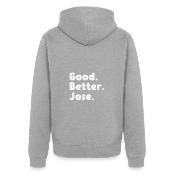 Good better Jose - Unisex Premium Bio Zip Hoodie - Grau meliert - Hinten - Nico (187cm)