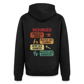 König Meister Herr Wächter Forging Kunstschmied - Unisex Premium Bio Zip Hoodie - Schwarz - Hinten - Nico (187cm)