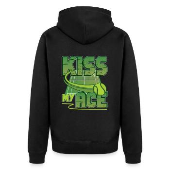 Tennis Lover, Kiss My Ass, Funny Tennis - Unisex Premium Organic Zip Hoodie - black - Back - Nico (187cm)
