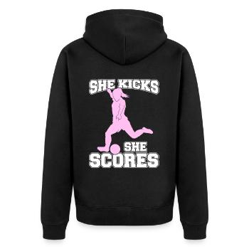 Soccer féminin, Football féminin, Football féminin - Veste à capuche bio Premium Unisexe - noir - Dos - Nico (187cm)
