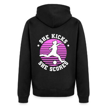 Soccer féminin, Football féminin, Football féminin - Veste à capuche bio Premium Unisexe - noir - Dos - Nico (187cm)