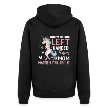 Fechtmädchen - Unisex Premium Bio Zip Hoodie - Schwarz - Hinten - Nico (187cm)