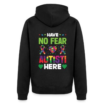 Autismusbewusstsein Unterstützen Autistische - Unisex Premium Bio Zip Hoodie - Schwarz - Hinten - Nico (187cm)
