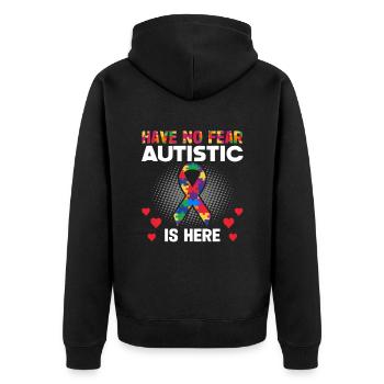 Autismusbewusstsein Unterstützen Autistische - Unisex Premium Bio Zip Hoodie - Schwarz - Hinten - Nico (187cm)