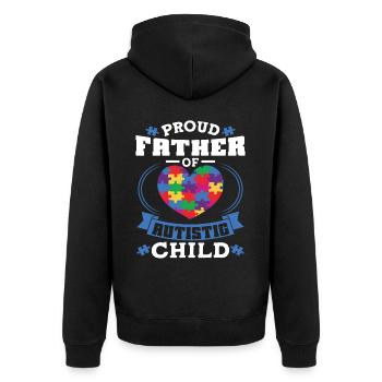 Autismusbewusstsein Unterstützen Autistische - Unisex Premium Bio Zip Hoodie - Schwarz - Hinten - Nico (187cm)