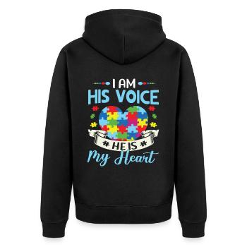 Autismusbewusstsein Unterstützen Autistische - Unisex Premium Bio Zip Hoodie - Schwarz - Hinten - Nico (187cm)