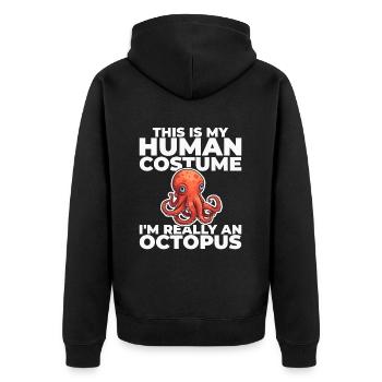 Funny Octopus Kraken Ocean Squid Tintenfisch - Unisex Premium Bio Zip Hoodie - Schwarz - Hinten - Nico (187cm)
