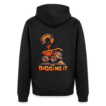 Conception de garçon d’anniversaire de construction avec Orange - Veste à capuche bio Premium Unisexe - noir - Dos - Nico (187cm)