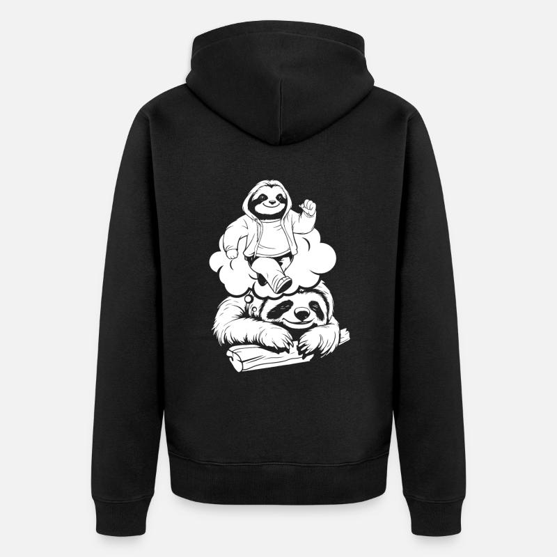 Faultier Witzig - Unisex Premium Bio Zip Hoodie - Schwarz