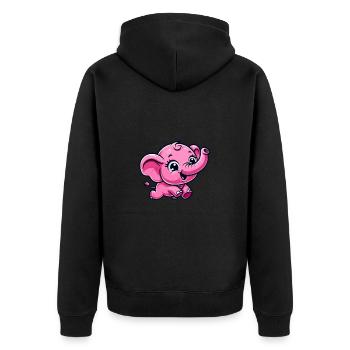 Cartoon rosa Baby Elefant springt umher - Unisex Premium Bio Zip Hoodie - Schwarz - Hinten - Nico (187cm)