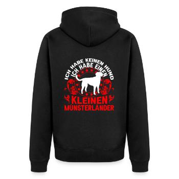 Ich habe einen Kleiner Münsterländer - Unisex Premium Bio Zip Hoodie - Schwarz - Hinten - Nico (187cm)