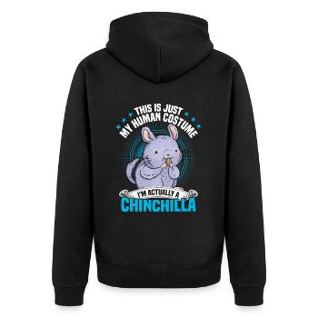Chinchilla Kostüm Nagetier Wollmaus - Unisex Premium Bio Zip Hoodie - Schwarz - Hinten - Nico (187cm)