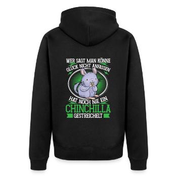 Chinchilla streicheln Nagetier Wollmaus - Unisex Premium Bio Zip Hoodie - Schwarz - Hinten - Nico (187cm)