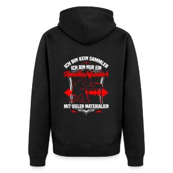 Amateurfunker ist kein Sammler Hobbyfunker - Unisex Premium Bio Zip Hoodie - Schwarz - Hinten - Nico (187cm)