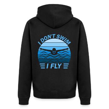 Schwimmen Schwimmbutterfly Bademeister - Unisex Premium Bio Zip Hoodie - Schwarz - Hinten - Nico (187cm)