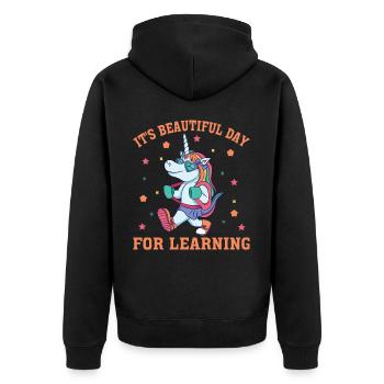 Schöner Tag, Um Einhornlehrer -Schüler Zu Lernen - Unisex Premium Bio Zip Hoodie - Schwarz - Hinten - Nico (187cm)