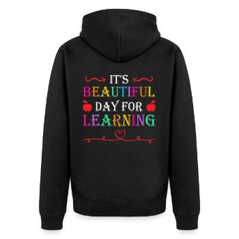 Schöner Tag, Um Einhornlehrer -Schüler Zu Lernen - Unisex Premium Bio Zip Hoodie - Schwarz - Hinten - Nico (187cm)