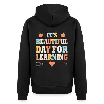 Schöner Tag, Um Einhornlehrer -Schüler Zu Lernen - Unisex Premium Bio Zip Hoodie - Schwarz - Hinten - Nico (187cm)