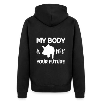 Mon corps n’est pas votre futur végétalien - Veste à capuche bio Premium Unisexe - noir - Dos - Nico (187cm)