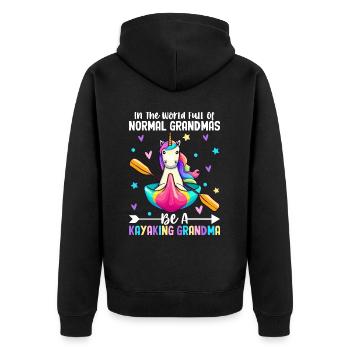 Kayakiste femelle pagayant - Veste à capuche bio Premium Unisexe - noir - Dos - Nico (187cm)