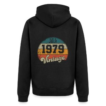 Vintage Geburtstag - Juli 1979 - Geschenkidee - Unisex Premium Bio Zip Hoodie - Schwarz - Hinten - Nico (187cm)