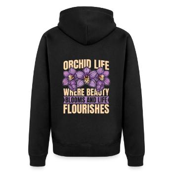 La vie des orchidées où la beauté fleurit et les plantes d’orchidées - Veste à capuche bio Premium Unisexe - noir - Dos - Nico (187cm)