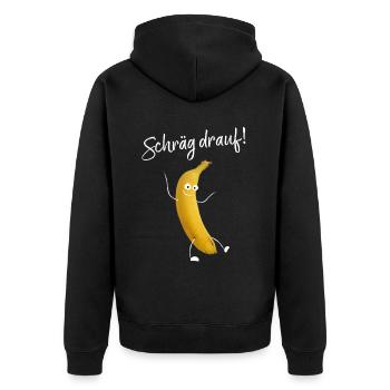 Banane Früchte Ersatzkostüm Kölner Karneval Jeck - Unisex Premium Bio Zip Hoodie - Schwarz - Hinten - Nico (187cm)