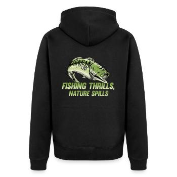 Fishing, Angler, Fisherman Fishing and Pike Fishing - Unisex Premium Organic Zip Hoodie - black - Back - Nico (187cm)