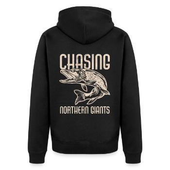 Fishing, Angler, Fisherman Fishing and Pike Fishing - Unisex Premium Organic Zip Hoodie - black - Back - Nico (187cm)