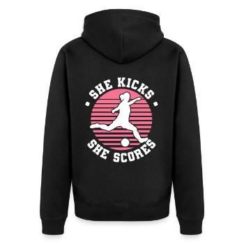 Soccer féminin, Football féminin, Football féminin - Veste à capuche bio Premium Unisexe - noir - Dos - Nico (187cm)