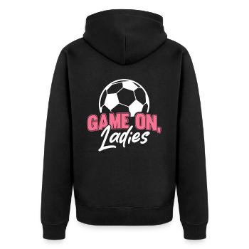 Soccer féminin, Football féminin, Football féminin - Veste à capuche bio Premium Unisexe - noir - Dos - Nico (187cm)