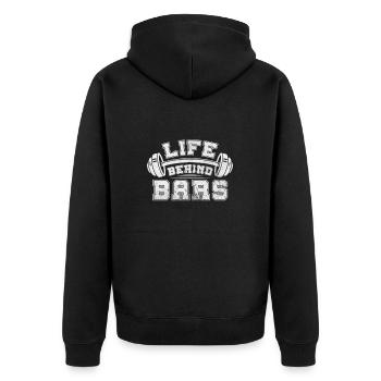 Bodybuilder - Unisex Premium Bio Zip Hoodie - Schwarz - Hinten - Nico (187cm)