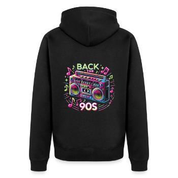 Back To The 90s 90er 90er Jahre 90er Party 90s - Unisex Premium Bio Zip Hoodie - Schwarz - Hinten - Nico (187cm)