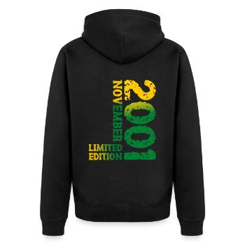 2001 novembre édition limitée 22e anniversaire décoration - Veste à capuche bio Premium Unisexe - noir - Dos - Nico (187cm)