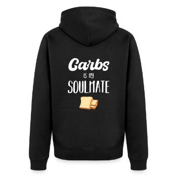 Carbs are my soulmate - Unisex Premium Organic Zip Hoodie - black - Back - Nico (187cm)