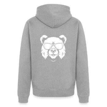 Ours Ours brun - Veste à capuche bio Premium Unisexe - gris chiné - Dos - Nico (187cm)