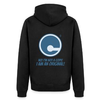 I'm not a copy, I'm an original - Unisex Premium Organic Zip Hoodie - black - Back - Nico (187cm)