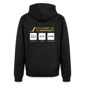 Computer Coder Funny Programmer Geek Programming - Unisex Premium Bio Zip Hoodie - Schwarz - Hinten - Nico (187cm)