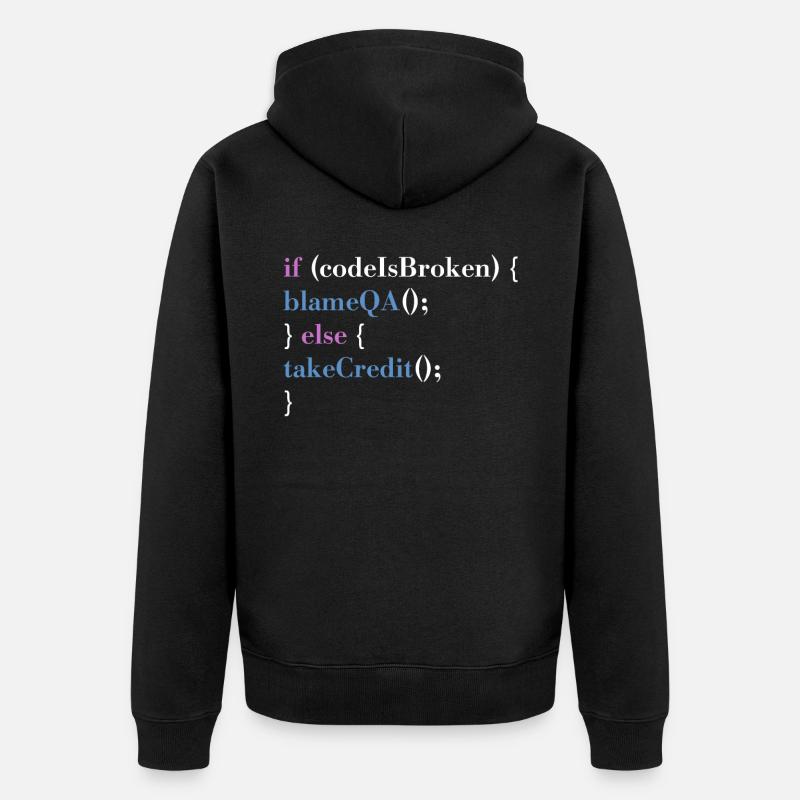 Programmer QA Saying Computer Programming - Unisex Premium Bio Zip Hoodie - Schwarz