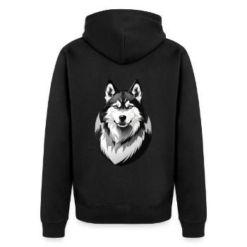 Husky Retro Hundeliebhaber Hund Huskies Hunde - Unisex Premium Bio Zip Hoodie - Schwarz - Hinten - Nico (187cm)