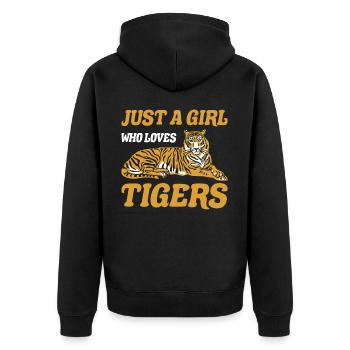 Girl Who Loves Tiger Tiger Animal Lover - Unisex Premium Organic Zip Hoodie - black - Back - Nico (187cm)