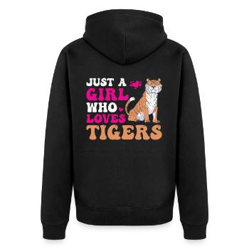 Girl Who Loves Tiger Tiger Animal Lover - Unisex Premium Organic Zip Hoodie - black - Back - Nico (187cm)