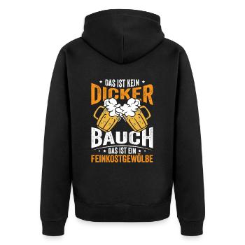 Das ist kein dicker Bauch - Unisex Premium Bio Zip Hoodie - Schwarz - Hinten - Nico (187cm)