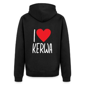 i love Kerwa Kirchweih Volksfest Kirmes Rummel - Unisex Premium Bio Zip Hoodie - Schwarz - Hinten - Nico (187cm)